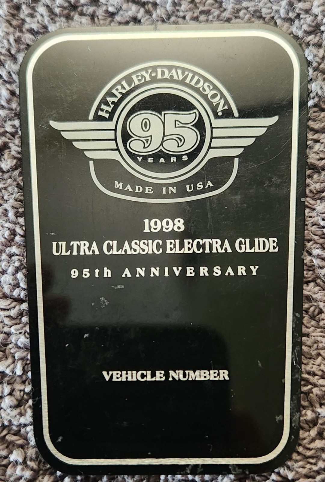 1998 Harley Davidson 95th Anniversary Ultra Classic Electra glide Vin Plate