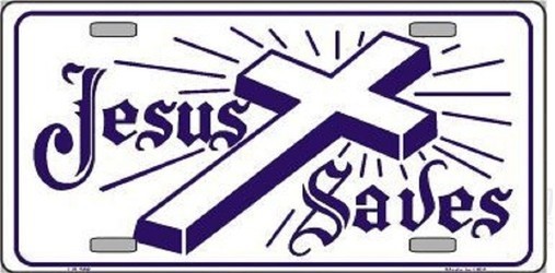 Jesus Saves Blue White Jesus Christ God Christian License Plate Auto Car Truck