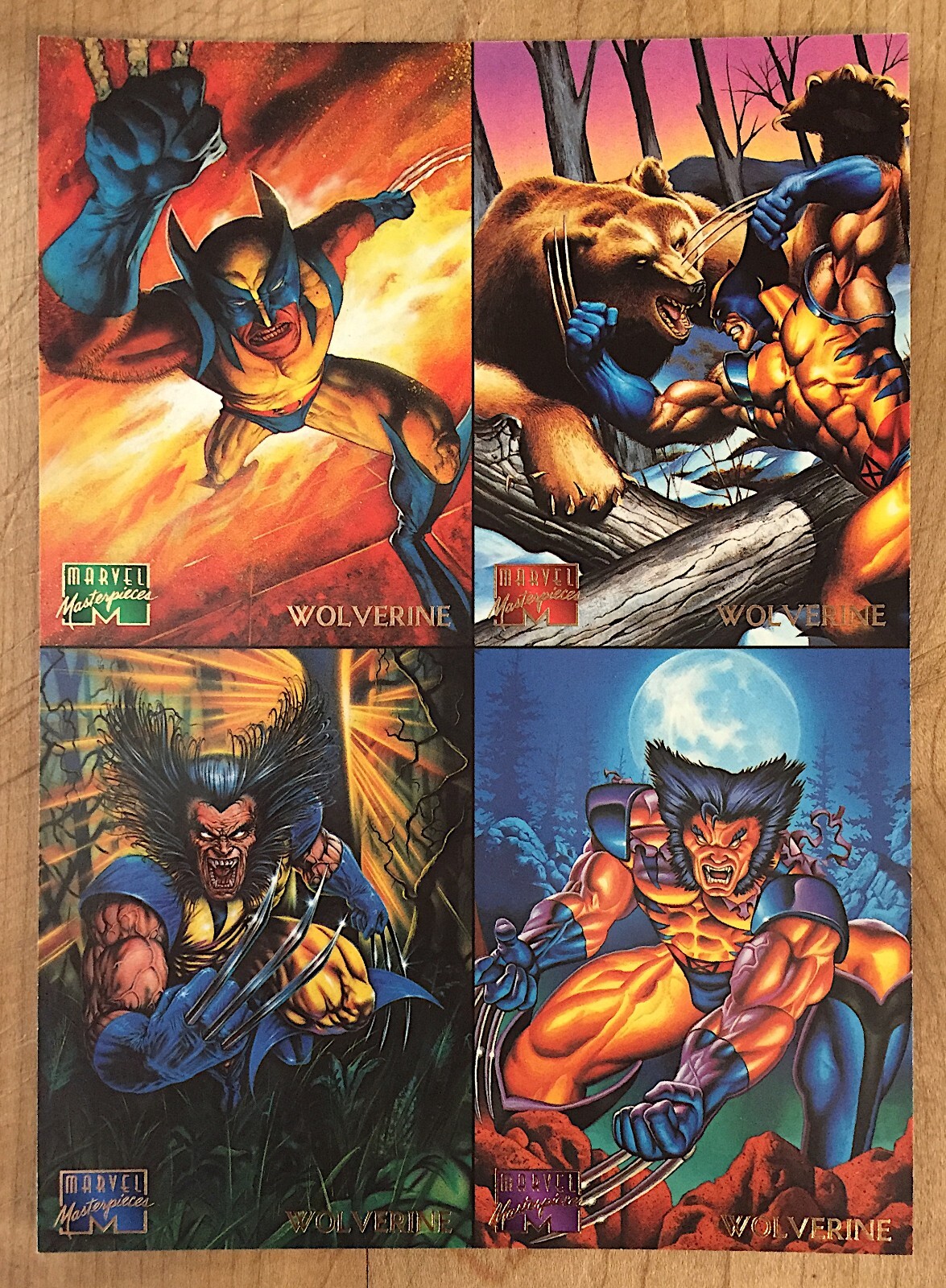 1995 Fleer Marvel Masterpieces / 4 Card WOLVERINE Uncut Promo Sheet