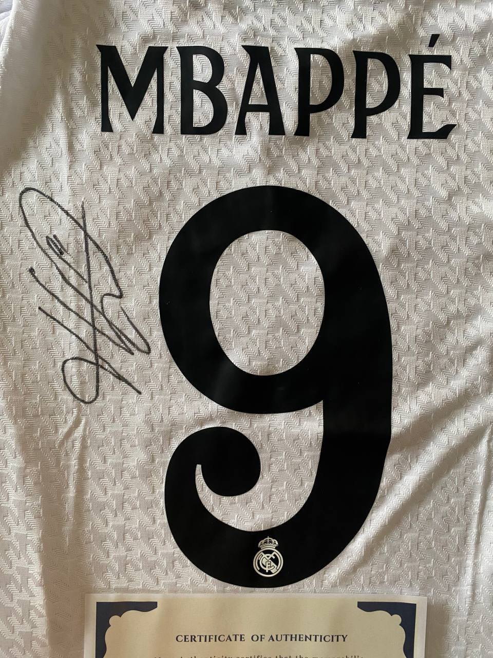 Real Madrid - Kilian Mbappe Autographed “Home” Jersey with Photo Proof and Coa