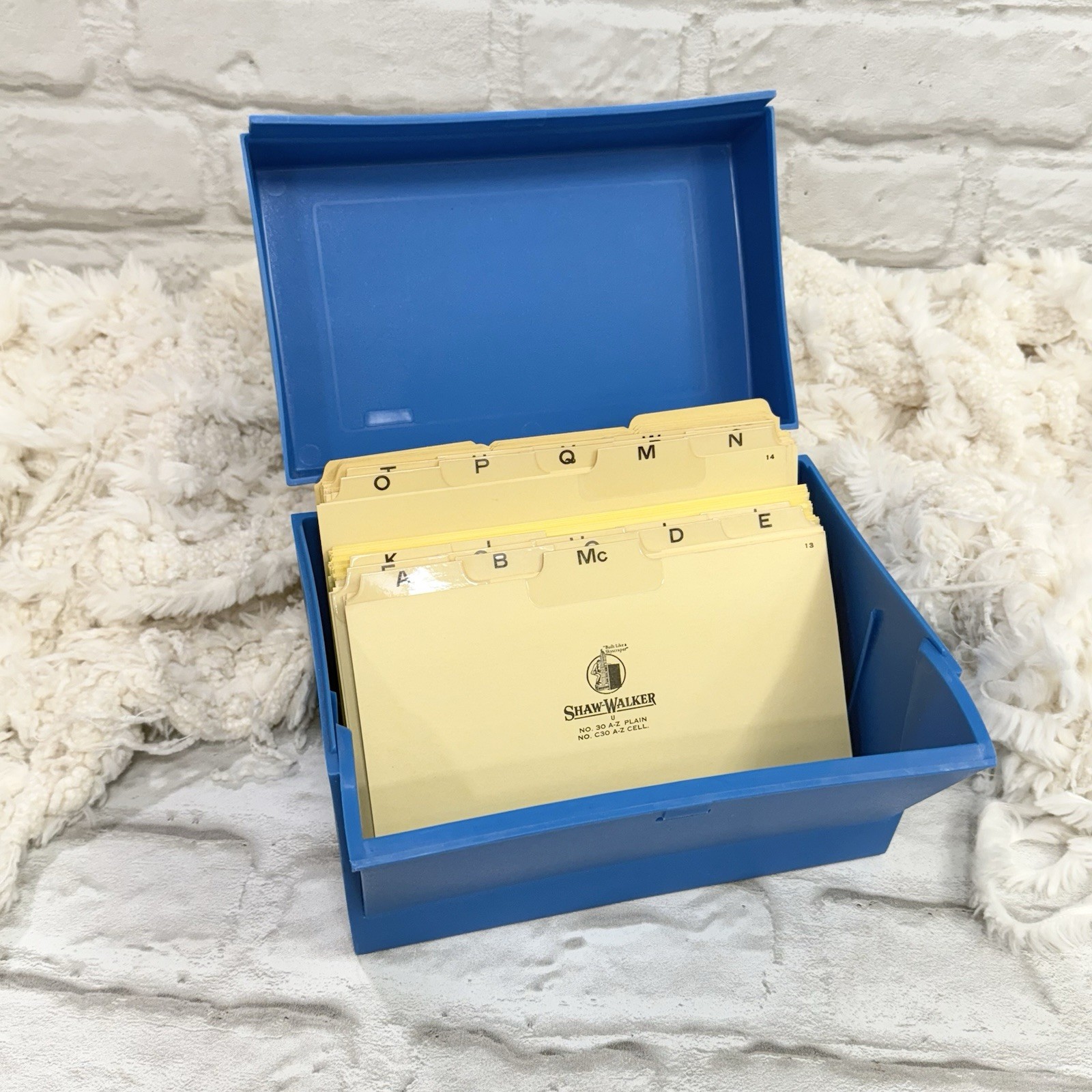 Vtg 80’s Shaw-Walker Filing Folders & Blue Plastic Filing Box 9x6 Vtg Office