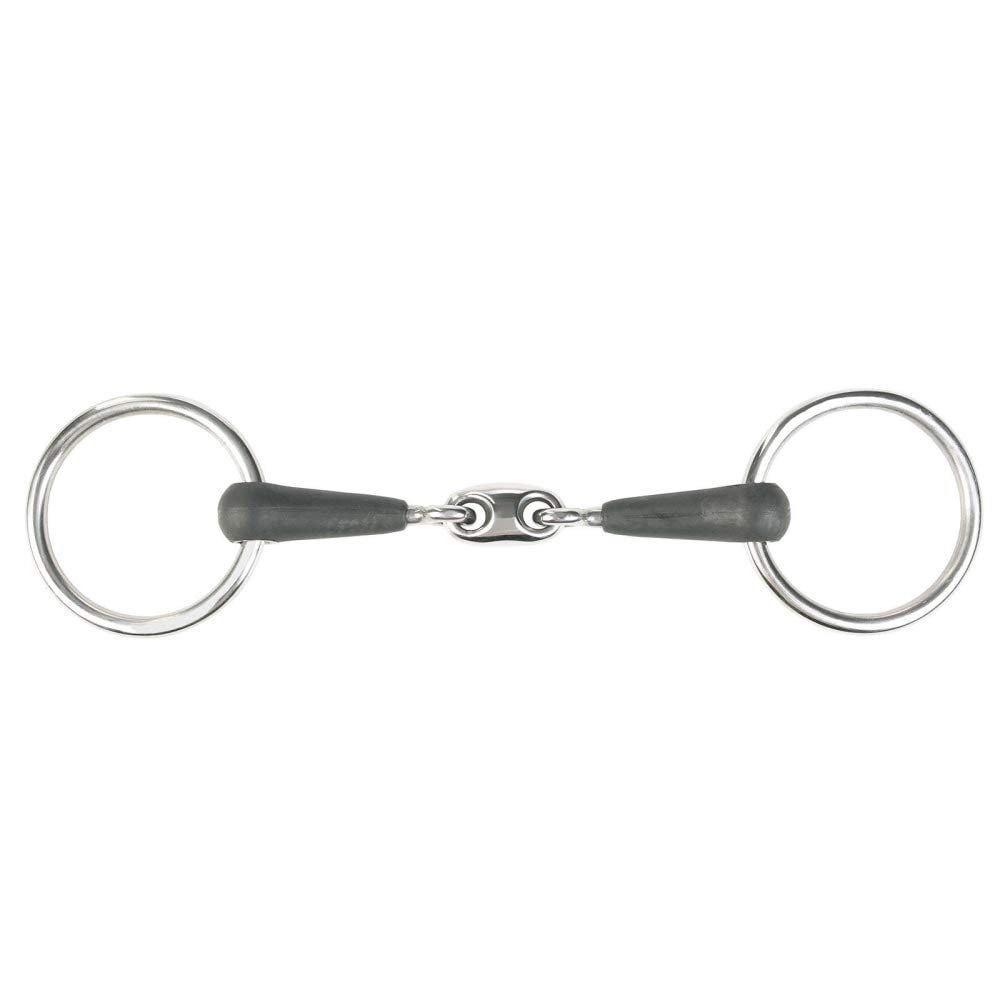 HORZE Oval Link Loose Ring Snaffle Bit - Black - 5 HORZE Oval Link Loose Ring Snaffle Bit - Black - 5