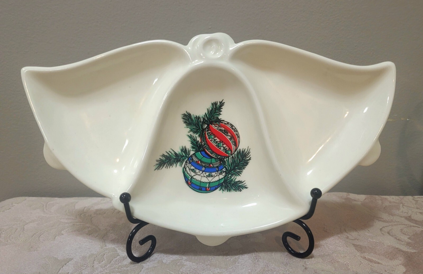 Ceramic Bell Shaped Divided Candy Dish 8.5\