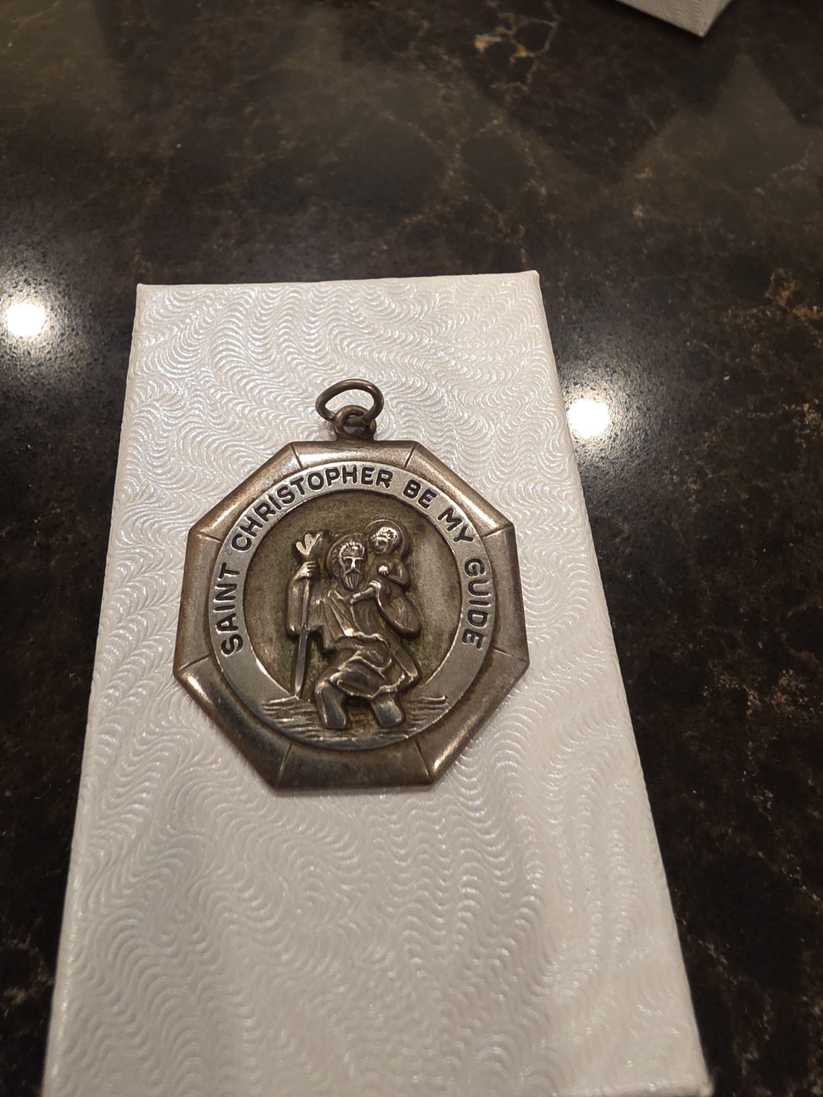 Vintage Saint Christopher Be My Guide Sterling Silver Pendant Estate 10 Grams