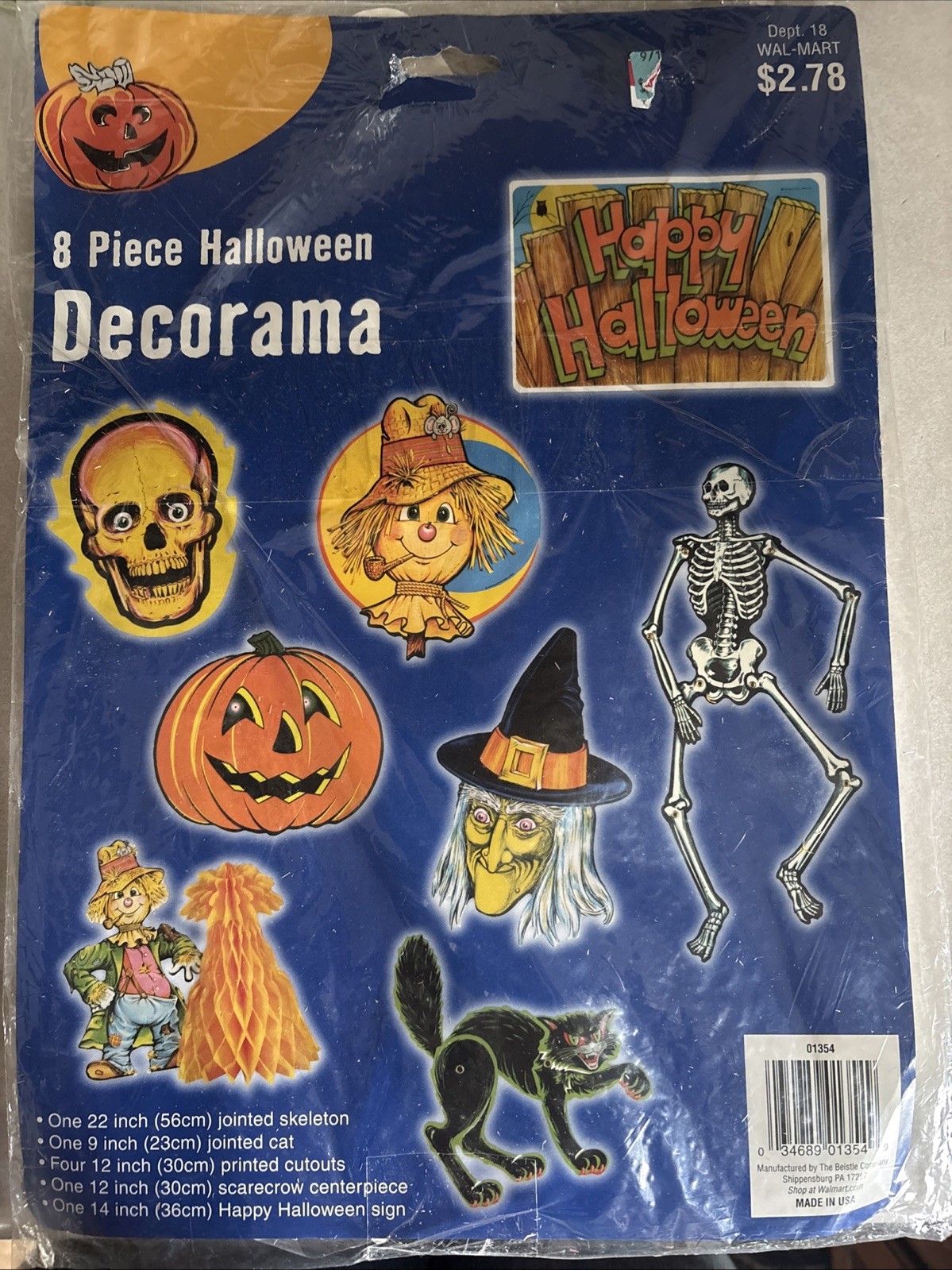 Vtg 1979 Beistle Halloween Decorama 8 Piece Set Cutouts Sealed NOS Walmart Tag 
