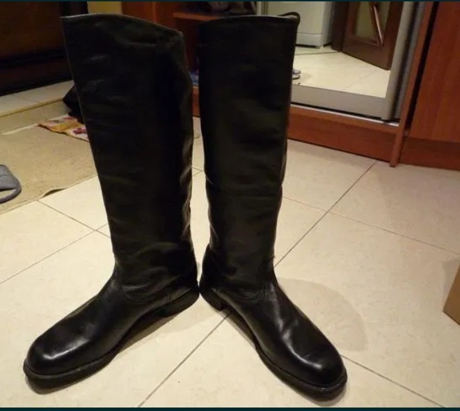 RARE NOS Vintage USSR Military Officer Chrome Leather Boots Sizes 39 40 41 42 43