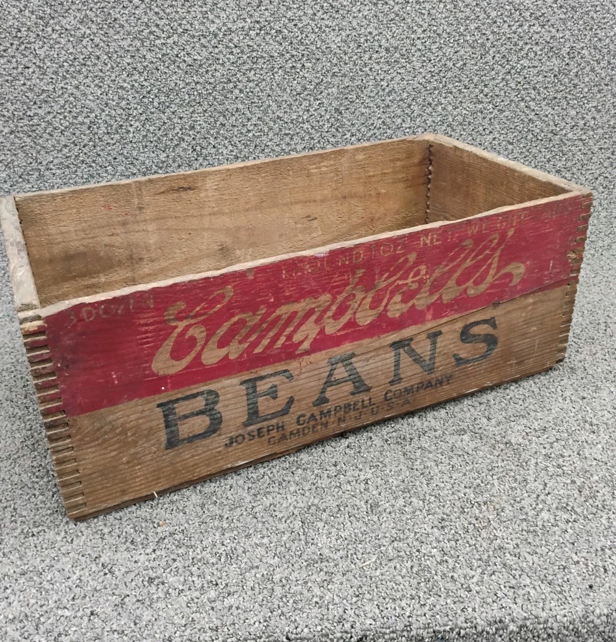 Antique c.1905-1922 Joseph Campbell\'s Pork & Beans Wooden Advertising Crate 