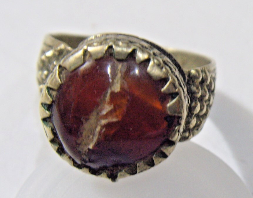 1700s antique tribal wedding ring sz 9 Dagestan central Asia carnelian hf1722