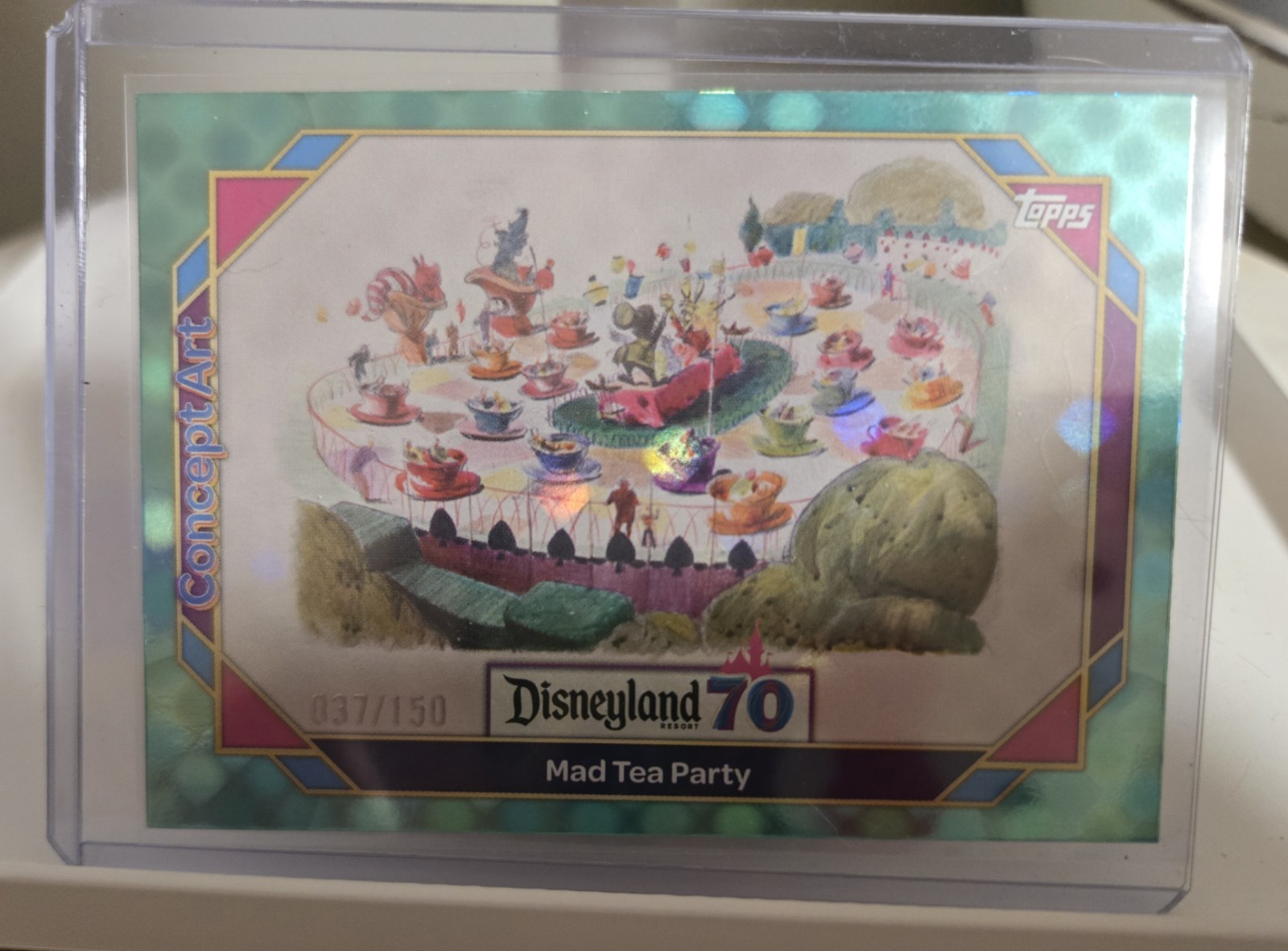 2025 Topps Disneyland 70th Anniversary Concept Art Parallel Mad Tea Party /150 2025 Topps Disneyland 70th Anniversary Concept Art Parallel Mad Tea Party /150