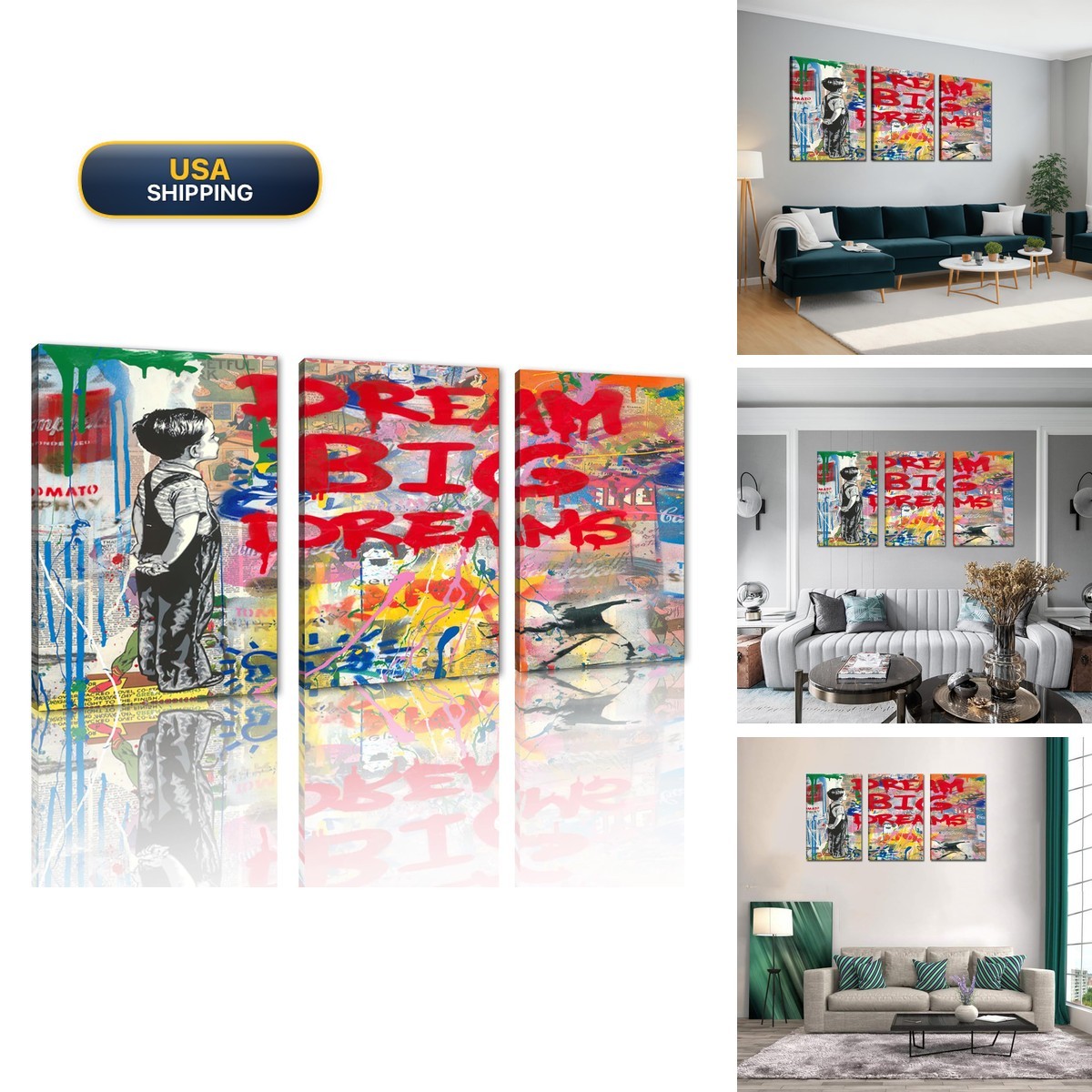 Yatsen Bridge Graffiti Canvas Wall Art Boy Banksy Posters 24x36 inch 3 Pcs Yatsen Bridge Graffiti Canvas Wall Art Boy Banksy Posters 24x36 inch 3 Pcs