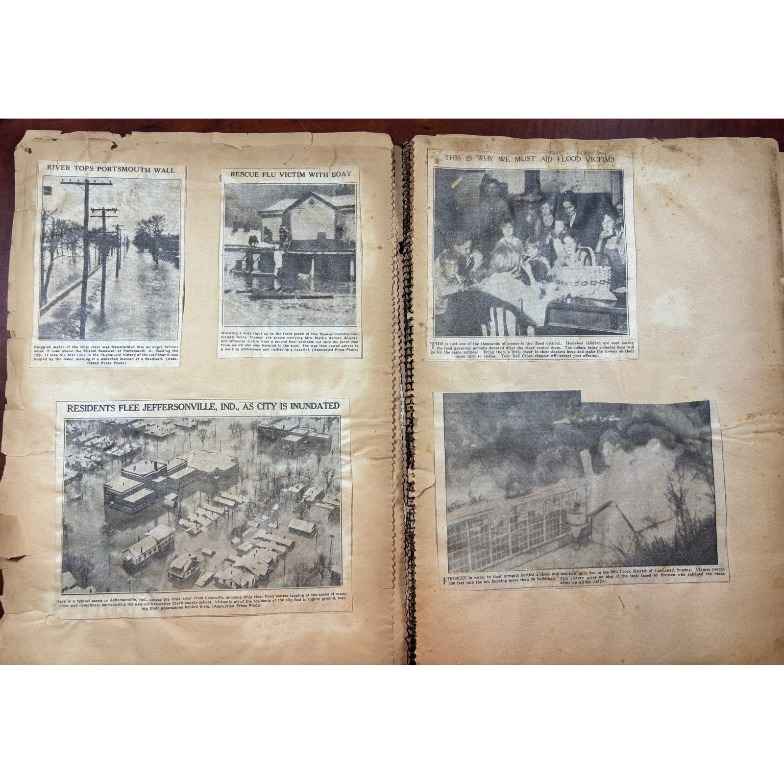 1937 Ohio River Flood Scrapbook Newspaper Clippings Photos Disaster History