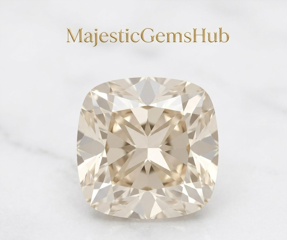 3 Ct Cushion Cut Champagne Lab Grown Diamond VVS1 D Color Certified Loose Stone