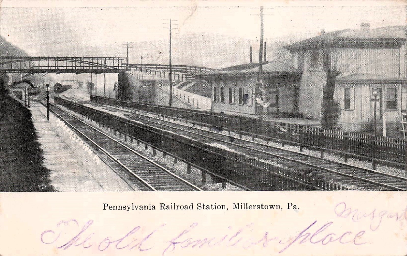Millerstown PA Pennsylvania Railroad Train Depot Station c1907 Vtg Postcard G11