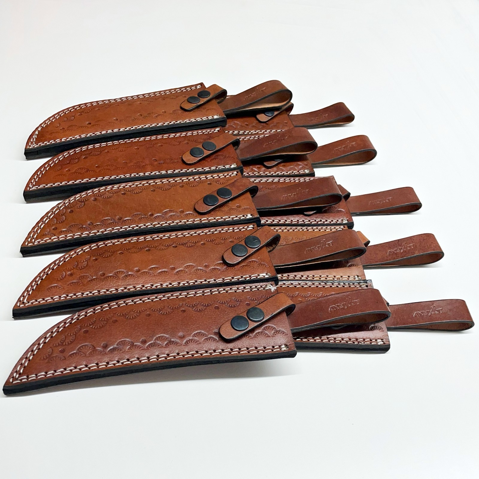10 Pack Handmade Brown Leather Bowie Knife Sheaths 7x2 in Belt Loop Holster