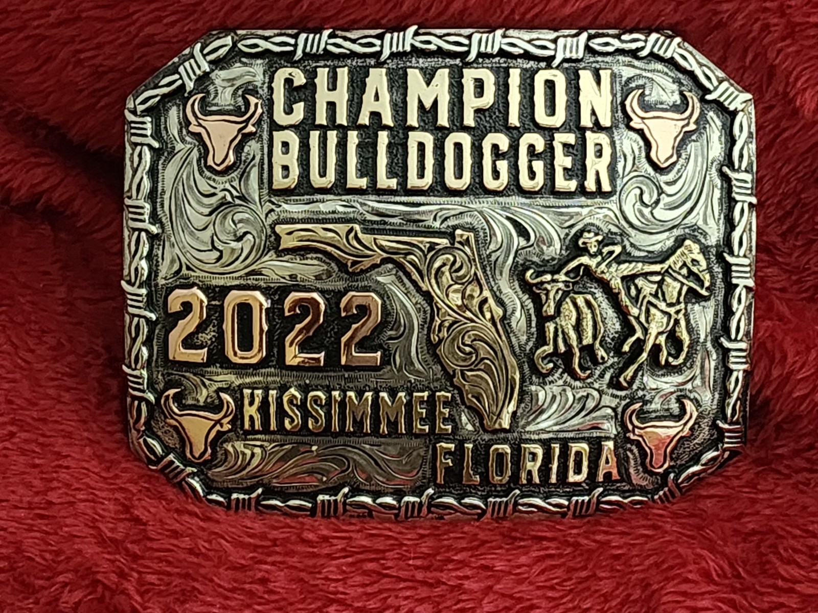 Bulldogging X-Treme Rodeo Champion Trophy Buckle☆KISSIMMEE FLORIDA☆2022☆Rare#815