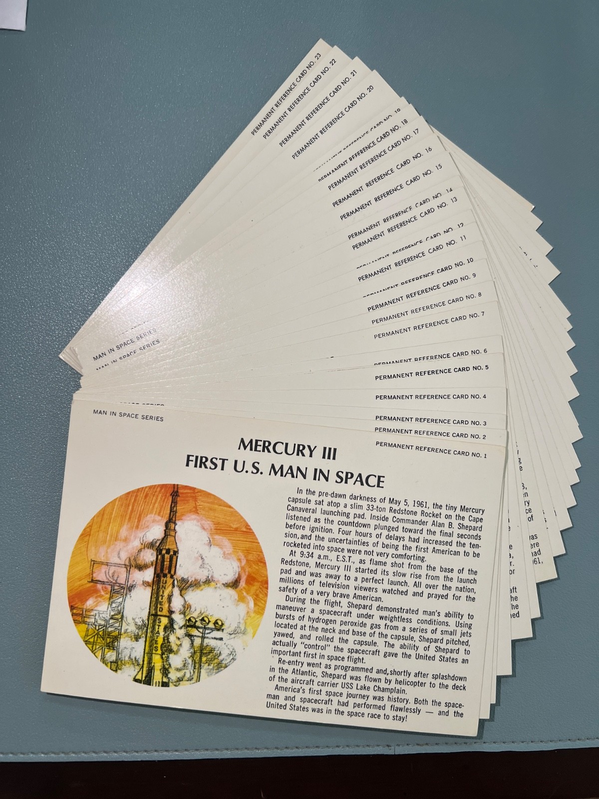 Vtge 1970s “Man in Space Series” Complete 23 Card Set + Orig Envelope Apollo 13