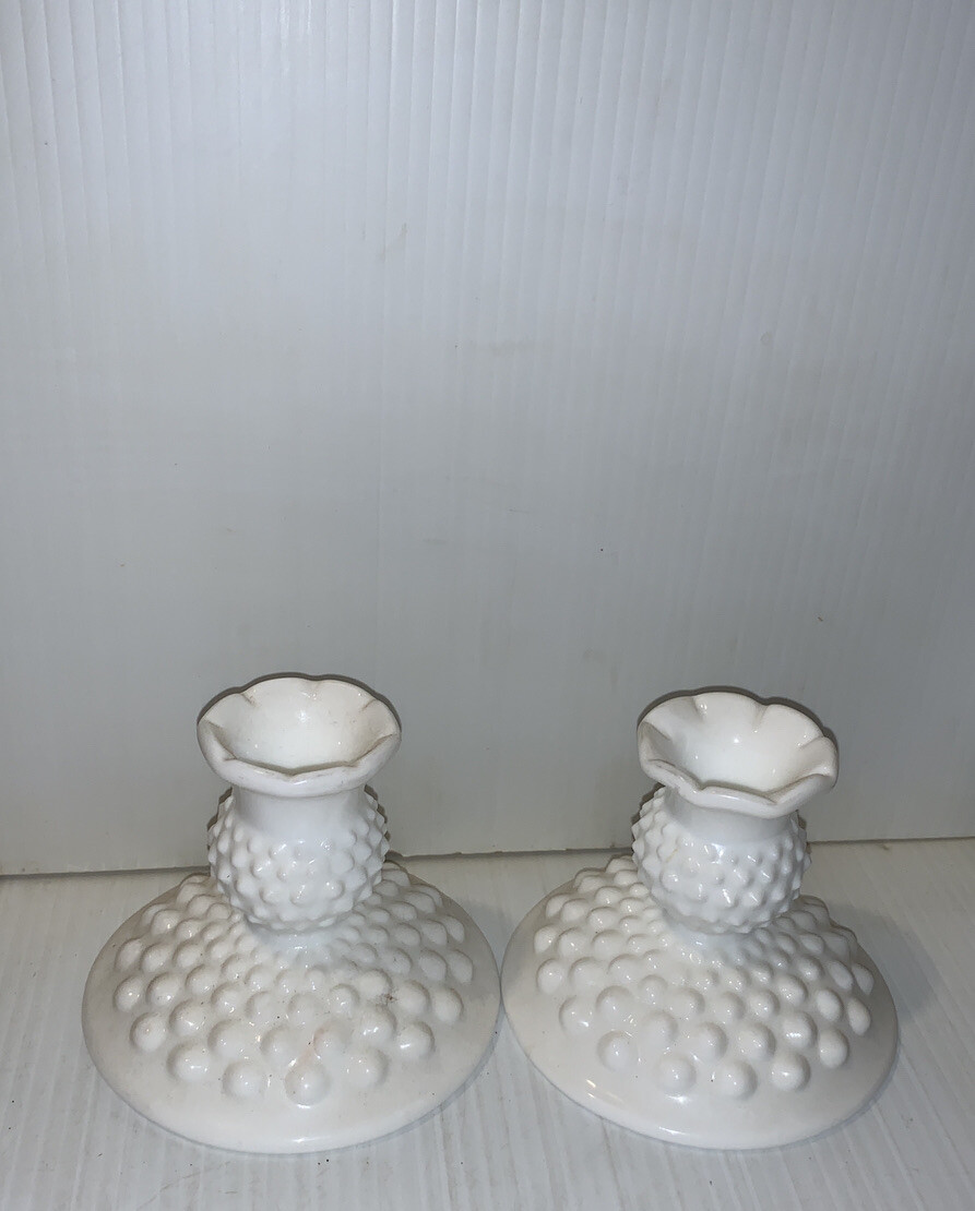 2 Milk Glass Candle Holders
