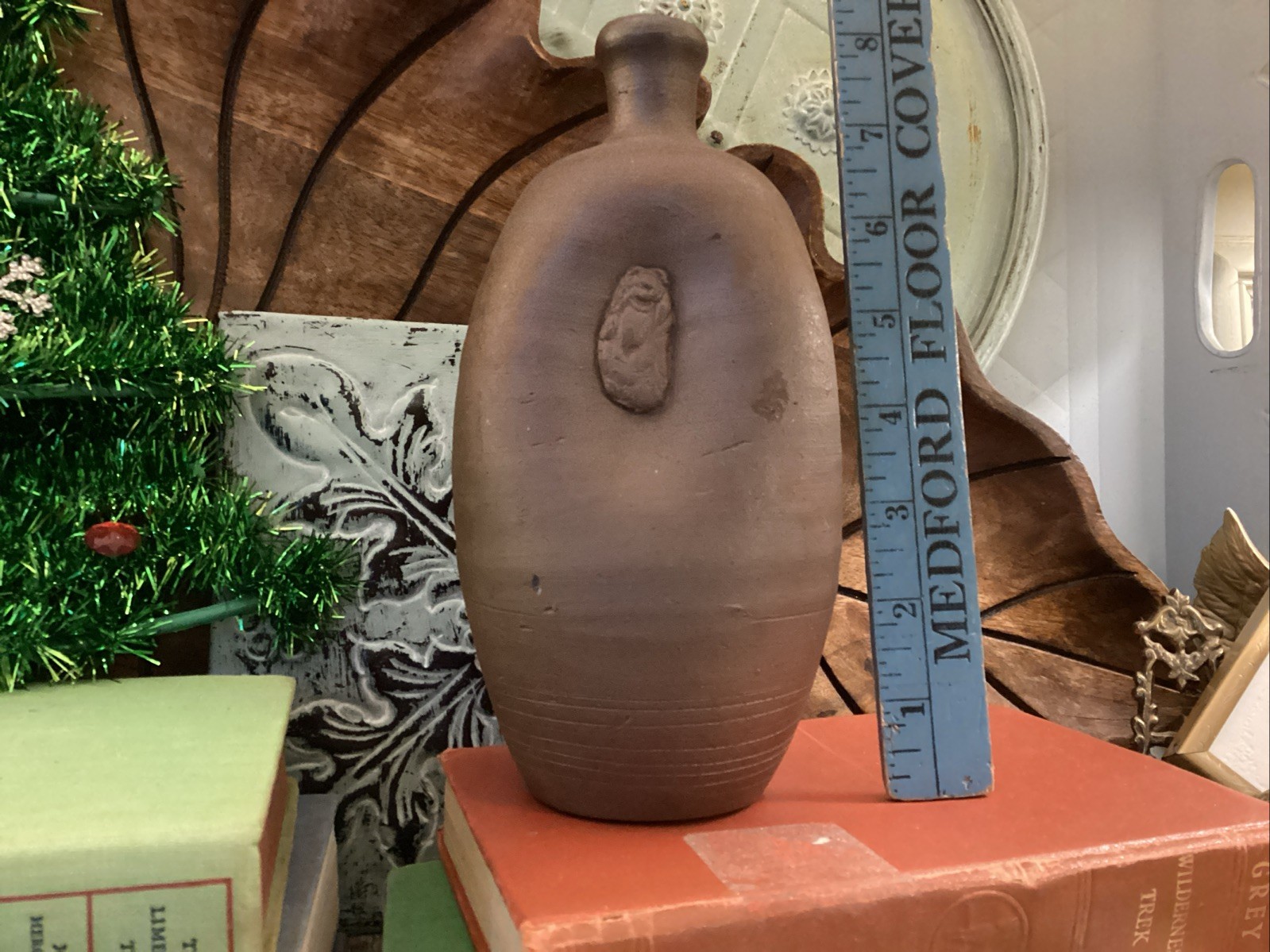 Vintage Japanese Bizen Ware Tokkuri Sake Bottle Signed 8” Tall