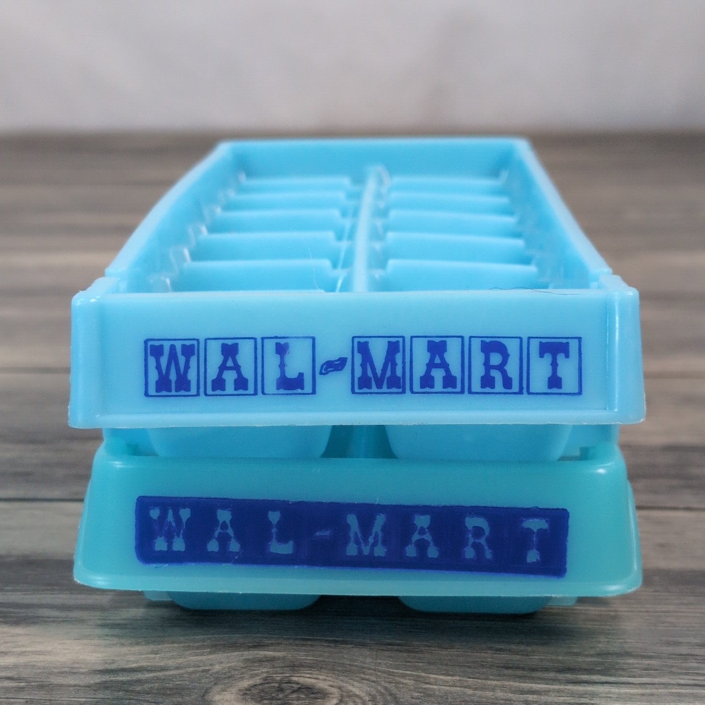 Vintage Walmart Set Of Ice Cube Trays Plastic Light Blue Retro Advertising