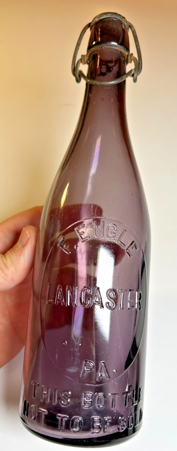 Antique ENGLE Lancaster Pennsylvania Amethyst Purple Bottle Blobtop Blob Top