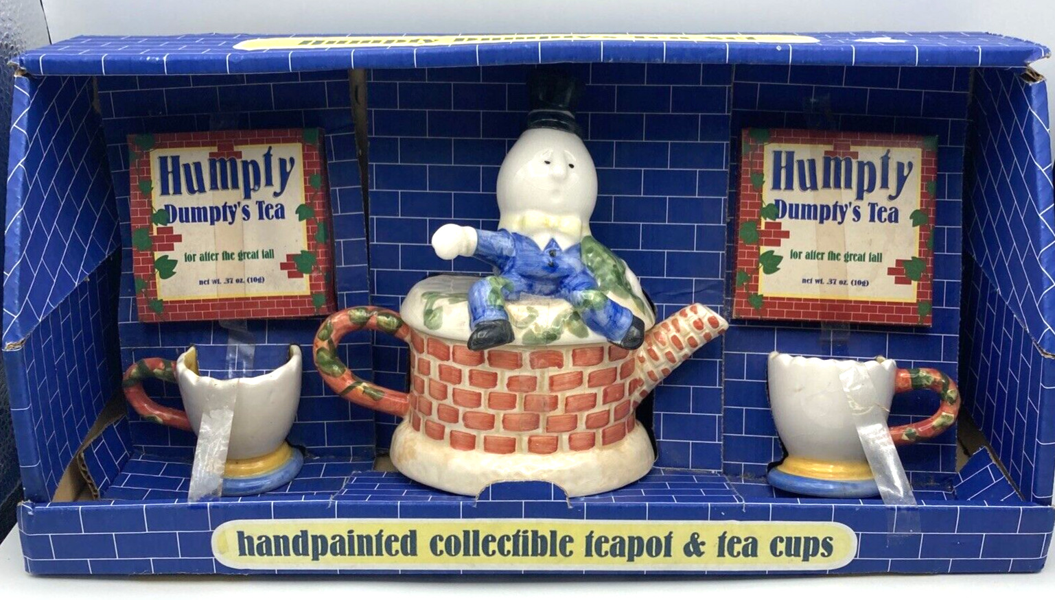 Humpty Dumpty Ceramic Teapot Tea Cups Set Gift~vintage NOS Original Box