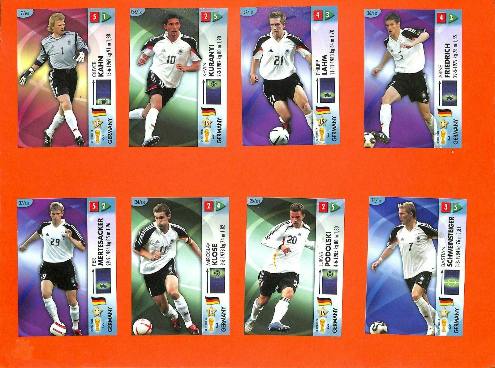 PANINI ALBUM / GOAAL GERMANY 2006 / 8 CARDS FOOTBALL / GERMANY / GERMANY