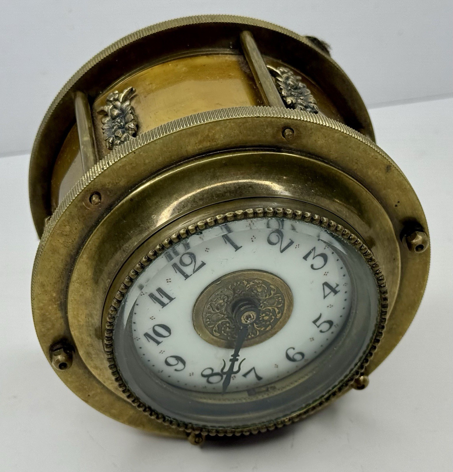 Vintage French Style Brass Gravity Incline Rolling Drum Mystery Clock For Parts⁠