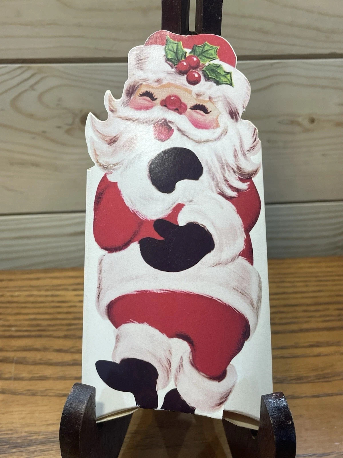 VTG 1970s Santa Claus Christmas Gift Card Holder Paper Vintage