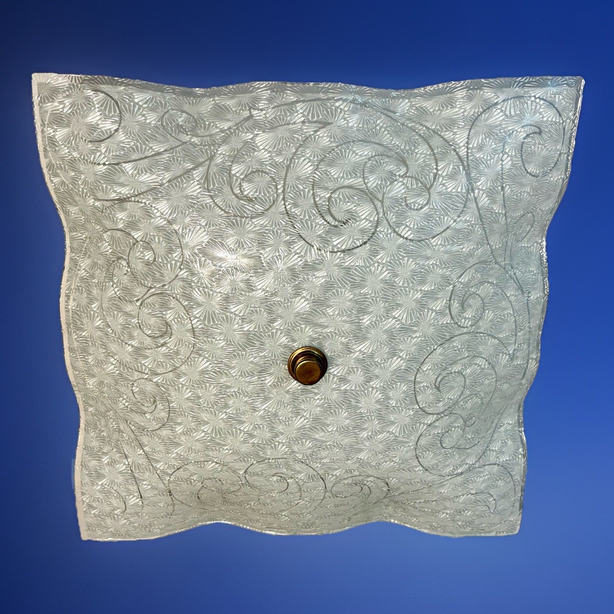 Vtg 1960’s-1970’s Mid Century Retro Starburst Texture Glass Square Light Fixture