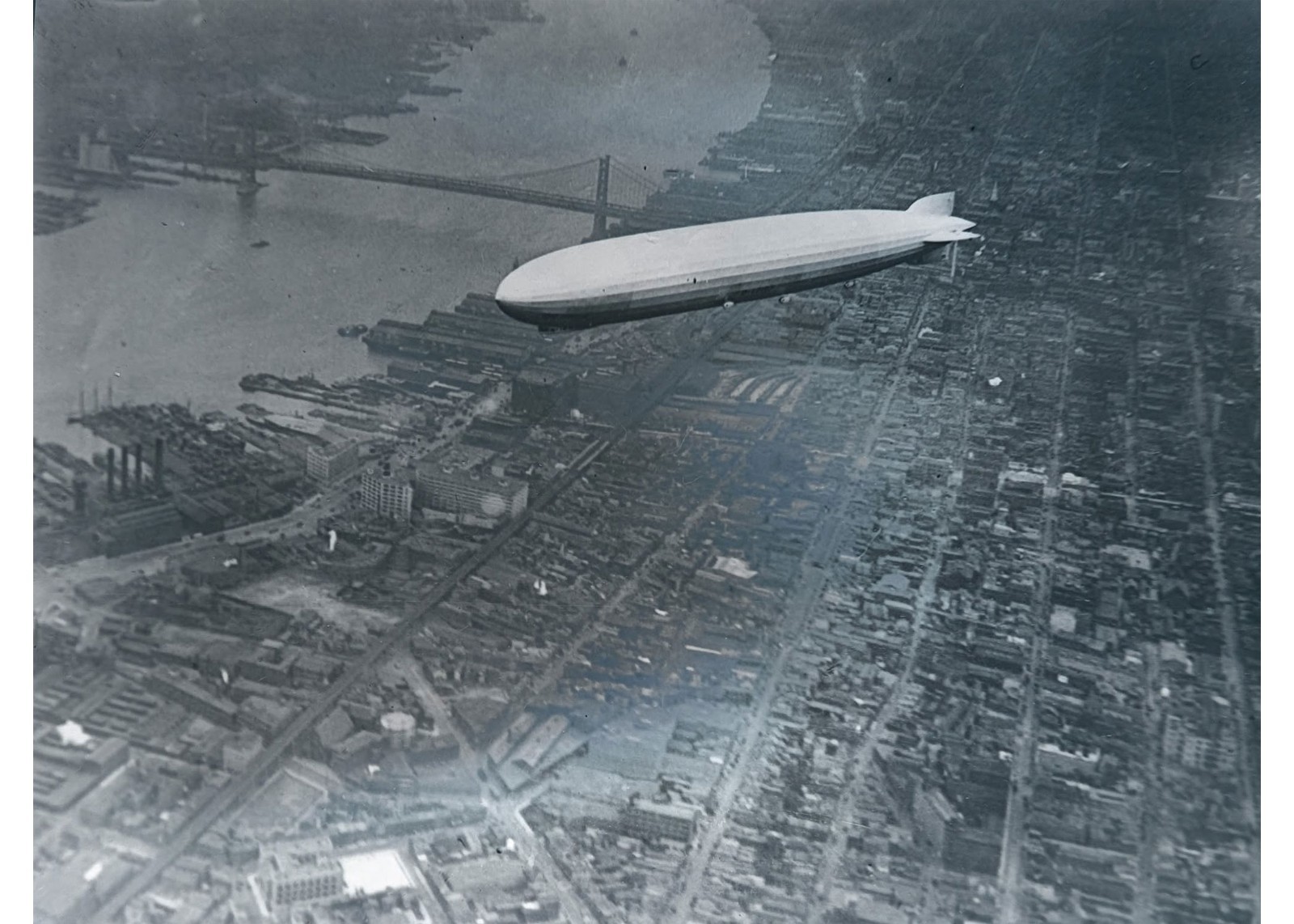 1928 Graf Zeppelin LZ-127 Airship Over New York City Glass Plate Negative OOAK