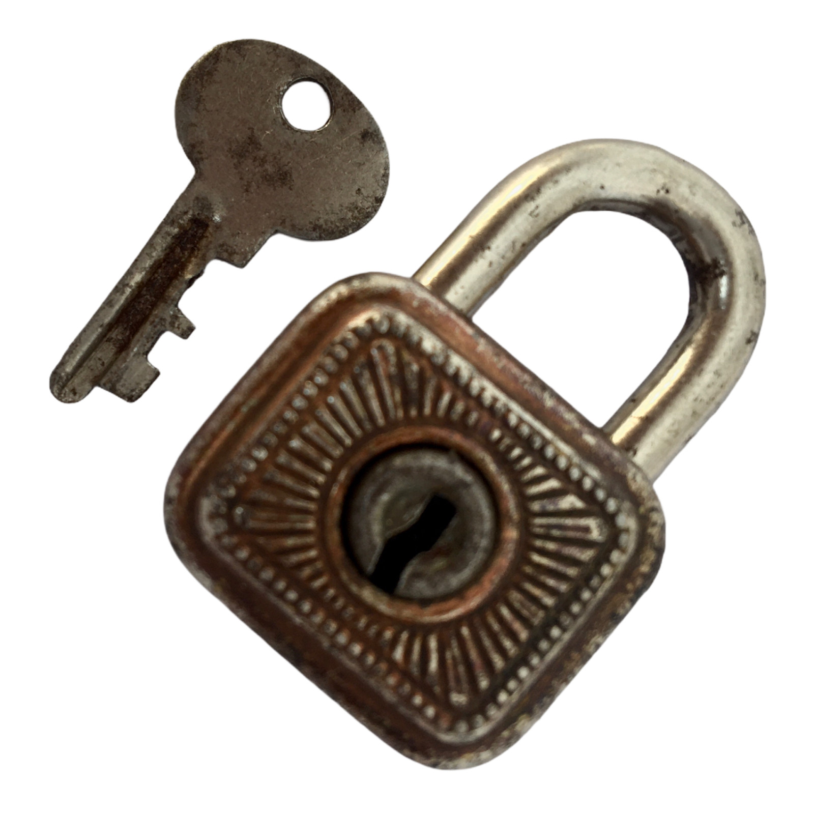 Lock Old Iron Small Pad Lock Made In Germany Rear Shape Collectible 