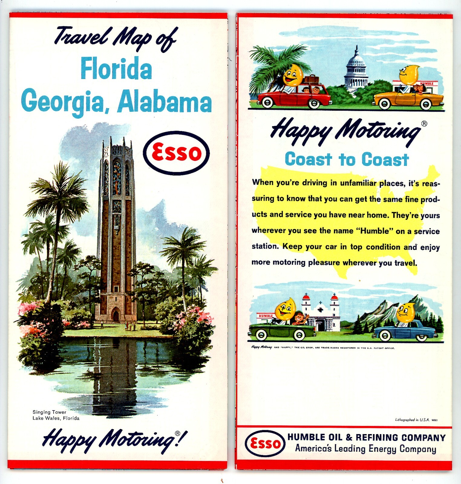 1963? Florida, Georgia & Alabama Road Map (3rd Printing) – Standard Oil (Esso)