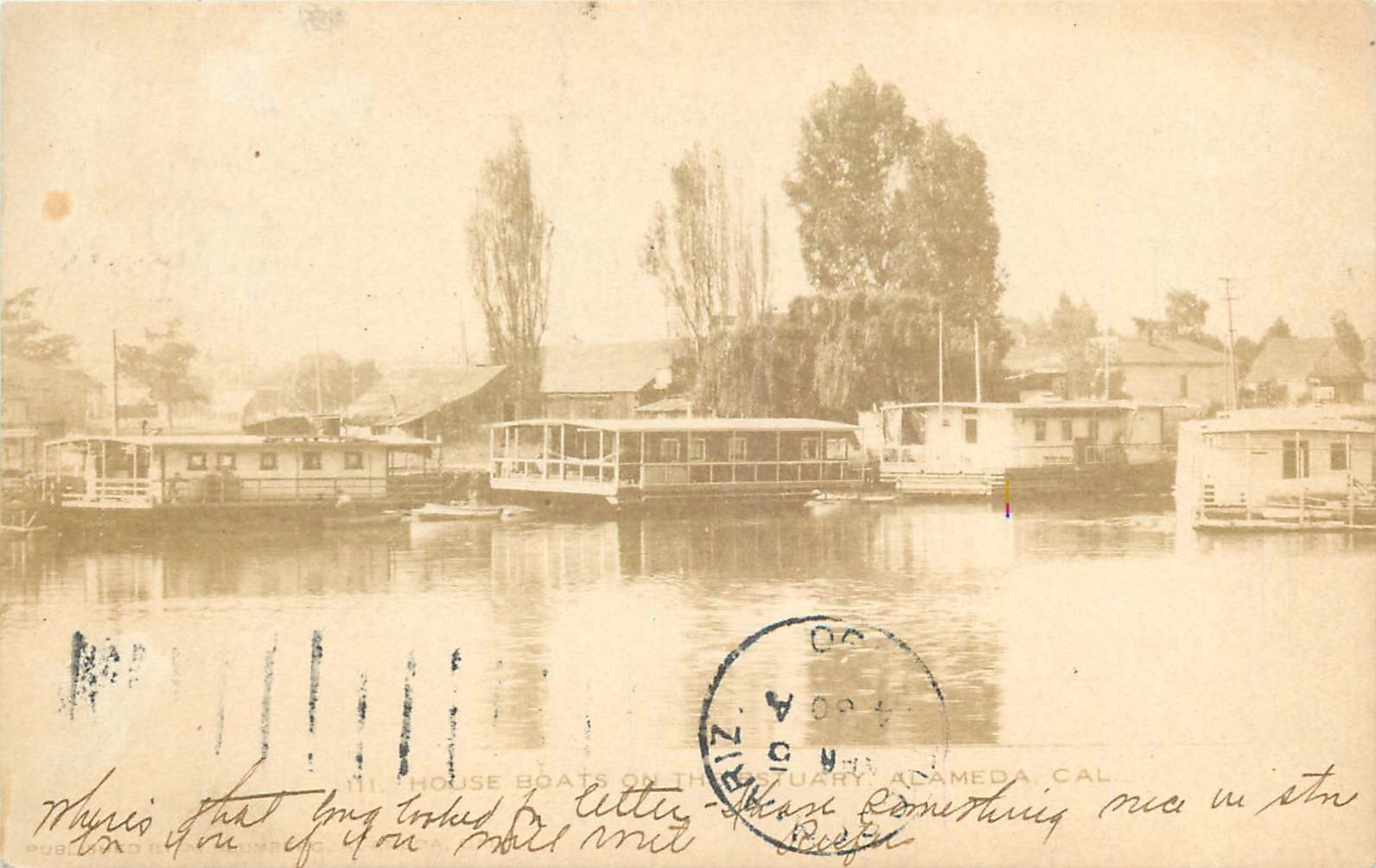 1907 Alameda California Houseboats waterfront RPPC Postcard 26-820