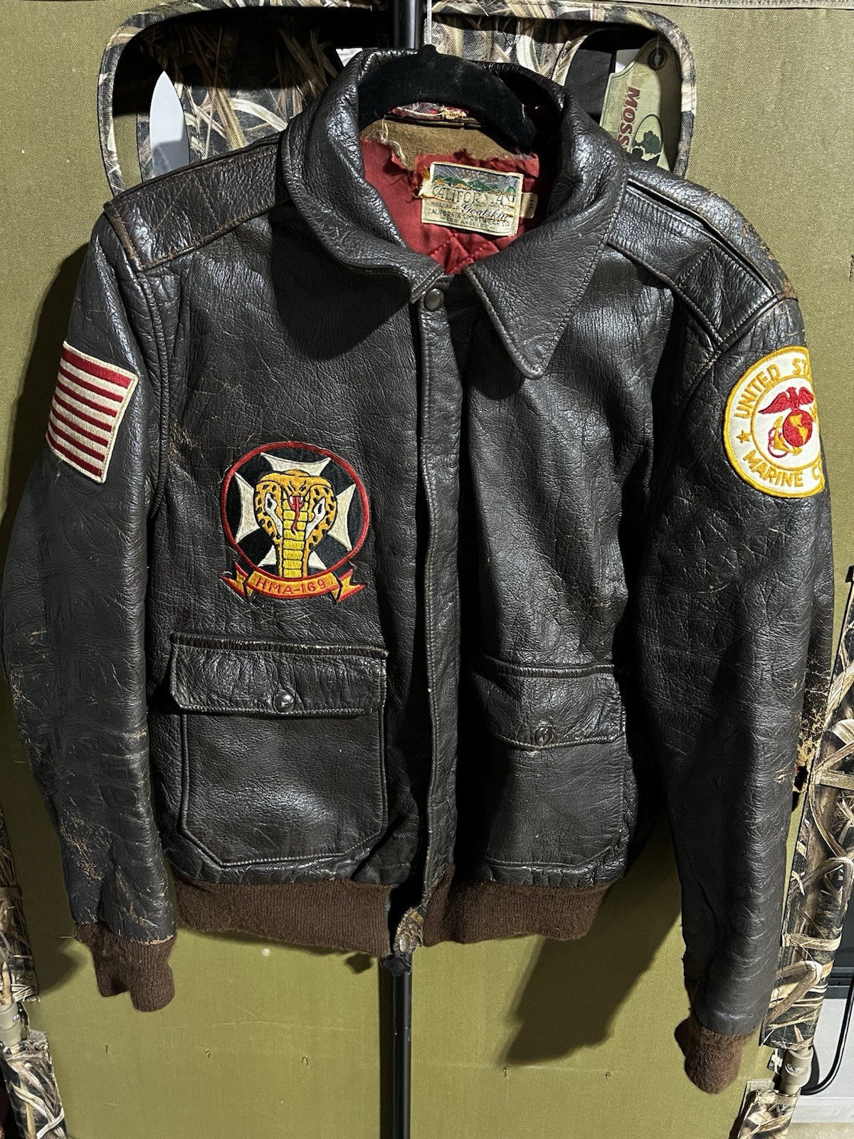 Vtg USMC G-1 Flight Jacket HMA-169 Vipers - California Sportswear Co. - Size 40