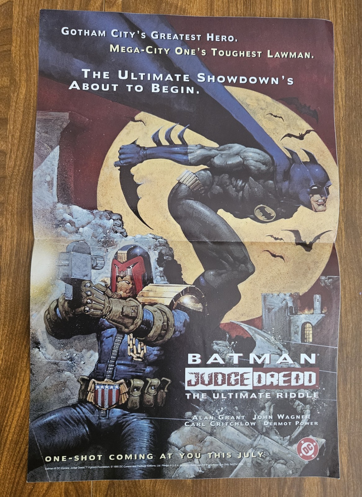1995 Vintage Batman Judge Dredd DC Poster, San Diego Comic Con 