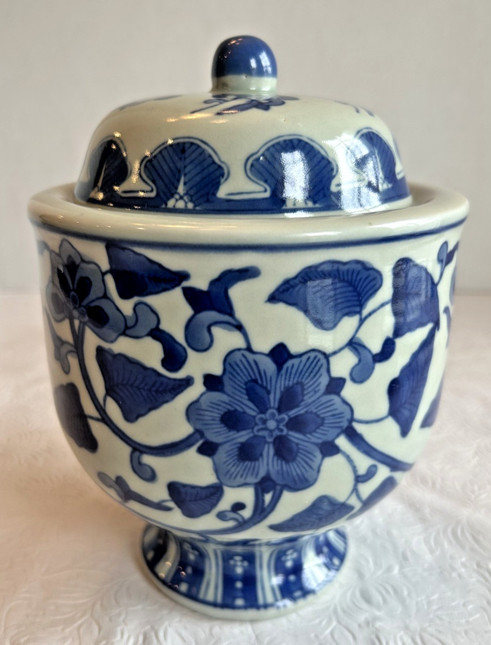 Vintage Seymour Mann China Blue & White Fine Porcelain Lidded Jar – 6\ Vintage Seymour Mann China Blue & White Fine Porcelain Lidded Jar – 6\