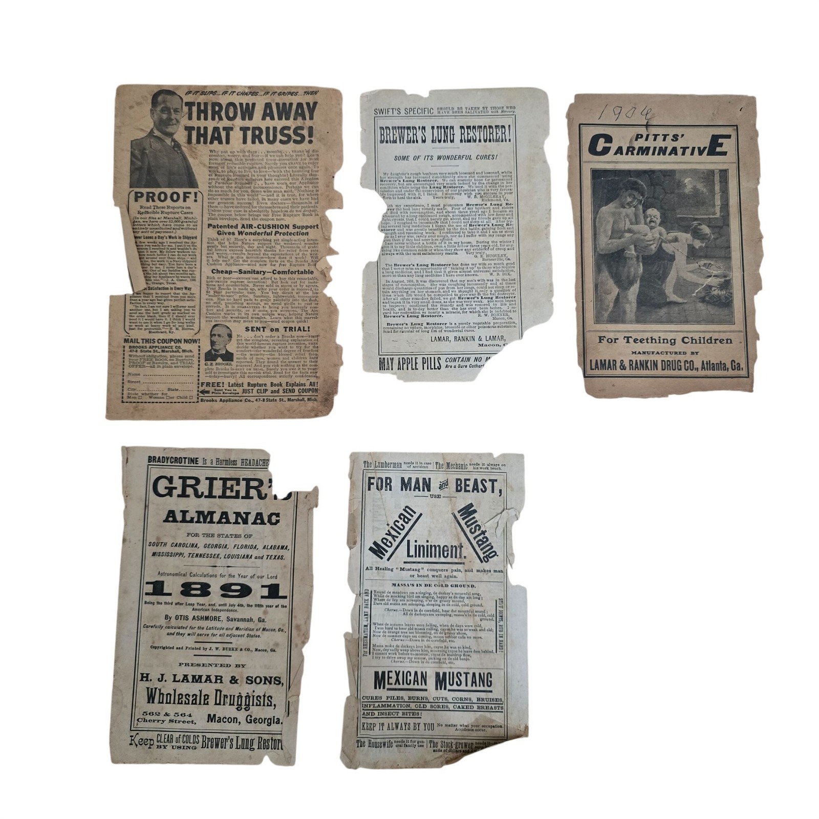 Antique Victorian Medicine Advertising Ephemera Lot 1890s Almanac Druggist Ads