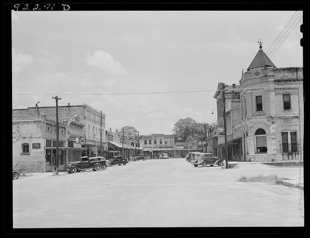 Photo:Main Street Town Street Scene 1930s Cars Storefronts