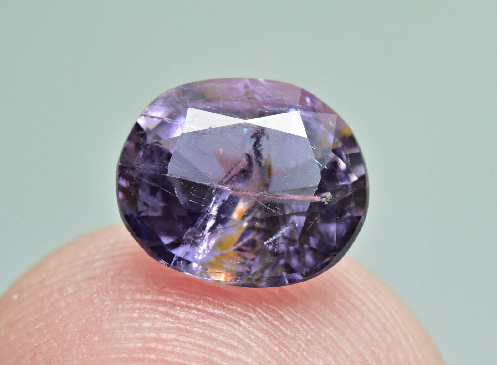Beautiful Fluorescent Transparent Faceted Purple Scapolite Gemstone 1.20 Carat