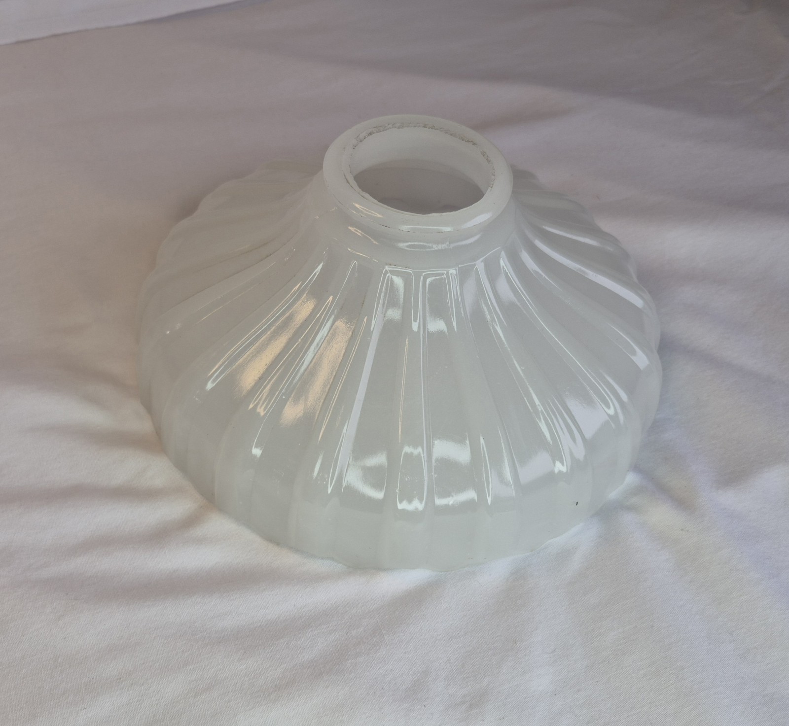 Vintage White Ribbed Milk Glass Sheffield Light Shade Antique Art Deco 7 1/2\
