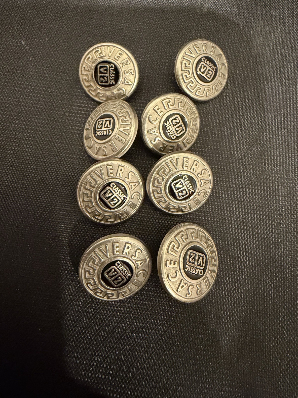 Vintage Versace Classic V2 Enameled Buttons Set Of 8