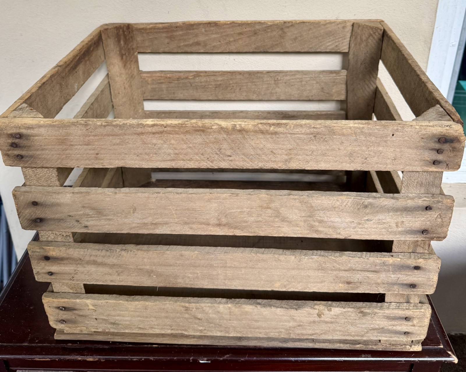 Vintage Rustic Wooden Slatted Fruit Storage Crate 18\