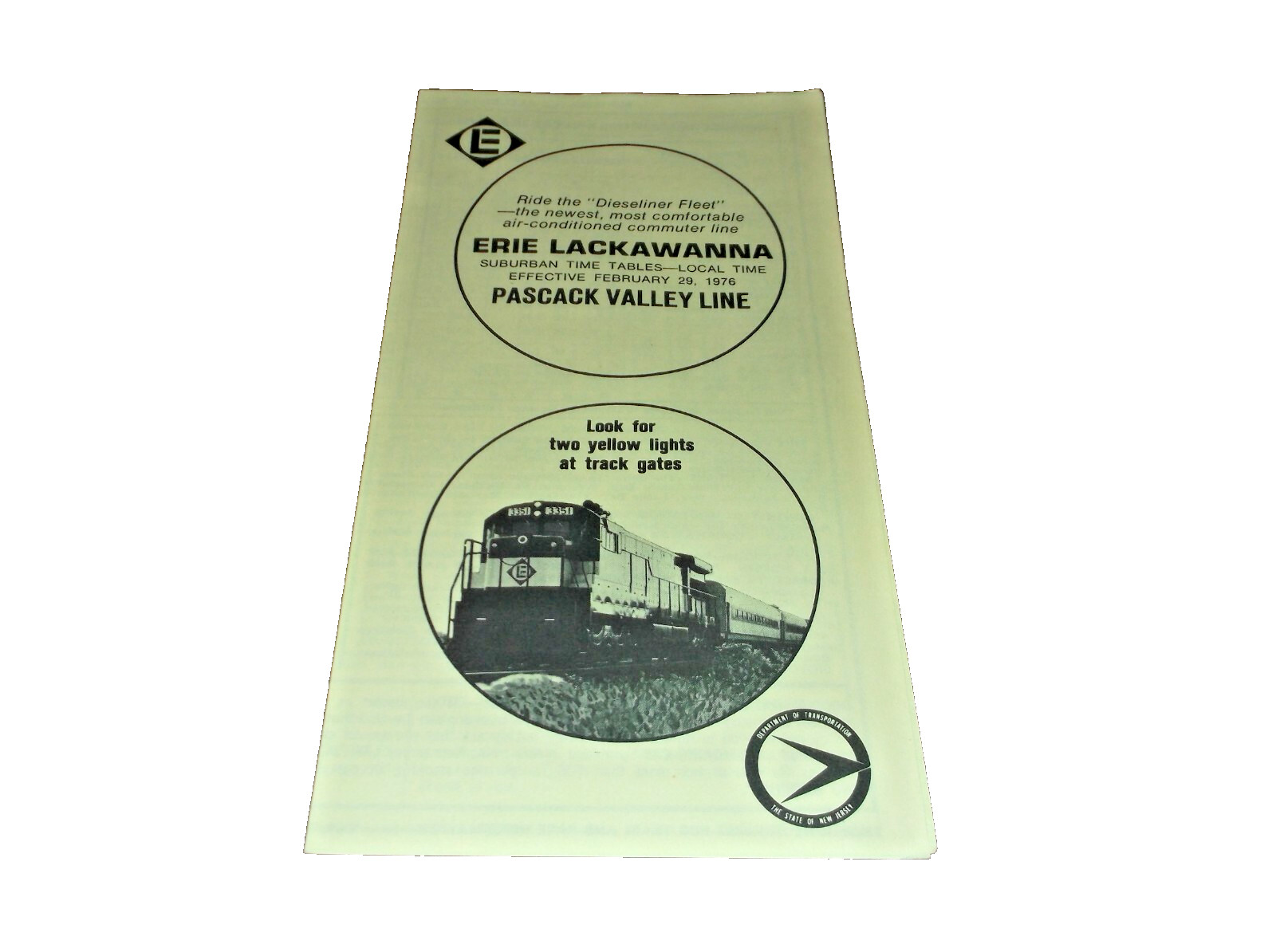 FEBRUARY 1976 LAST ERIE LACKAWANNA FORM 10 PASCACK VALLEY LINE PUBLIC TIMETABLE
