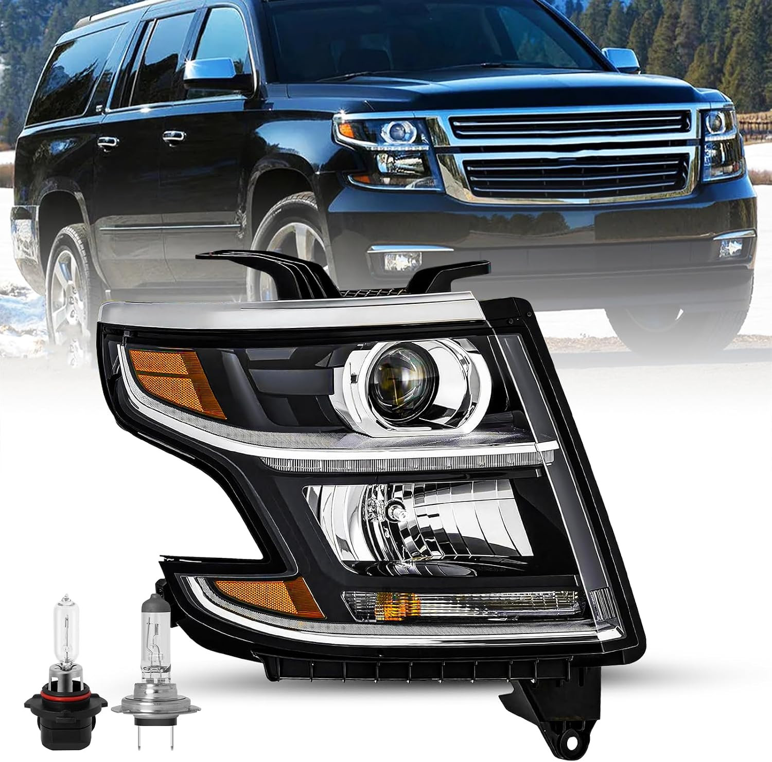 LED DRL Projector Headlight Fit for 2015-2020 Chevy Tahoe/Suburban LED DRL Projector Headlight Fit for 2015-2020 Chevy Tahoe/Suburban