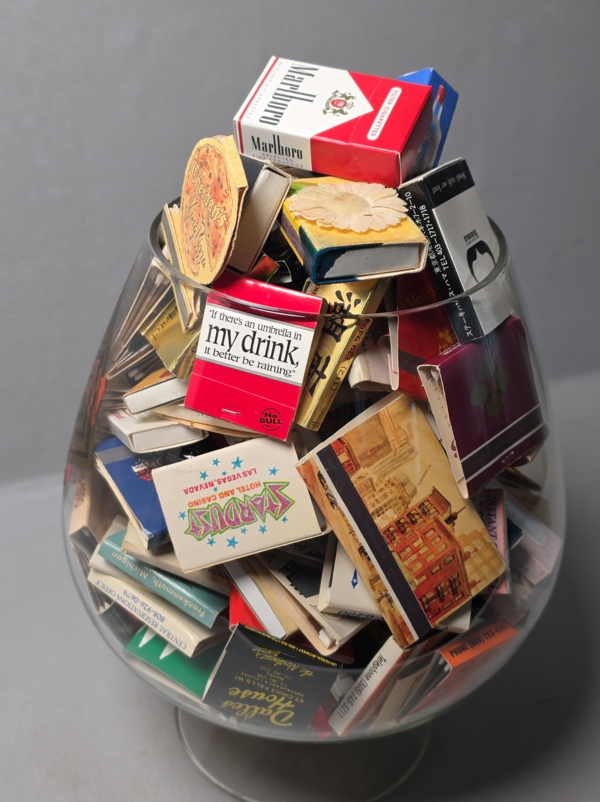 VINTAGE Matchbooks- LOT-166+ Matches-1960s1970s1980s & Snifter Glass