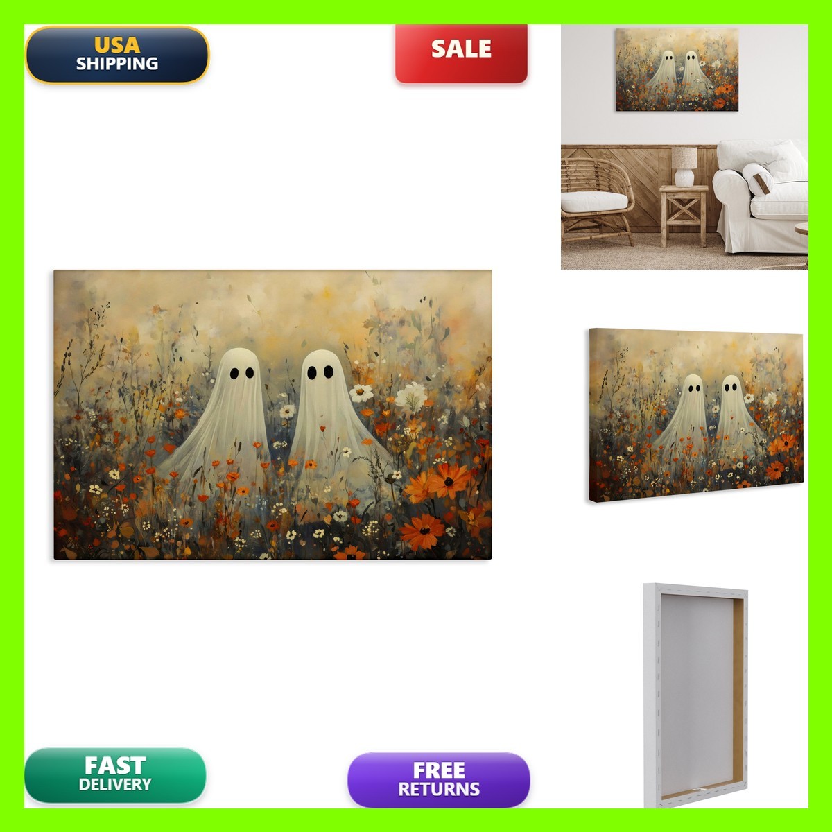 Stupell Industries Ghost In Autumnal Meadow Canvas Art Cf-404_Cn_20X30 Stupell Industries Ghost In Autumnal Meadow Canvas Art Cf-404_Cn_20X30