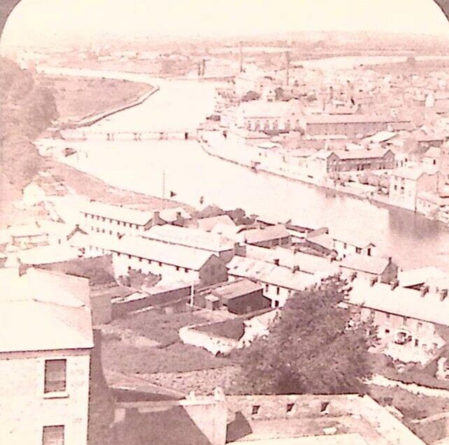 1903 IRELAND DROGHEDA AND BOYNE RIVER PORT AND TOWN UNDERWOOD STEREOVIEW Z1262