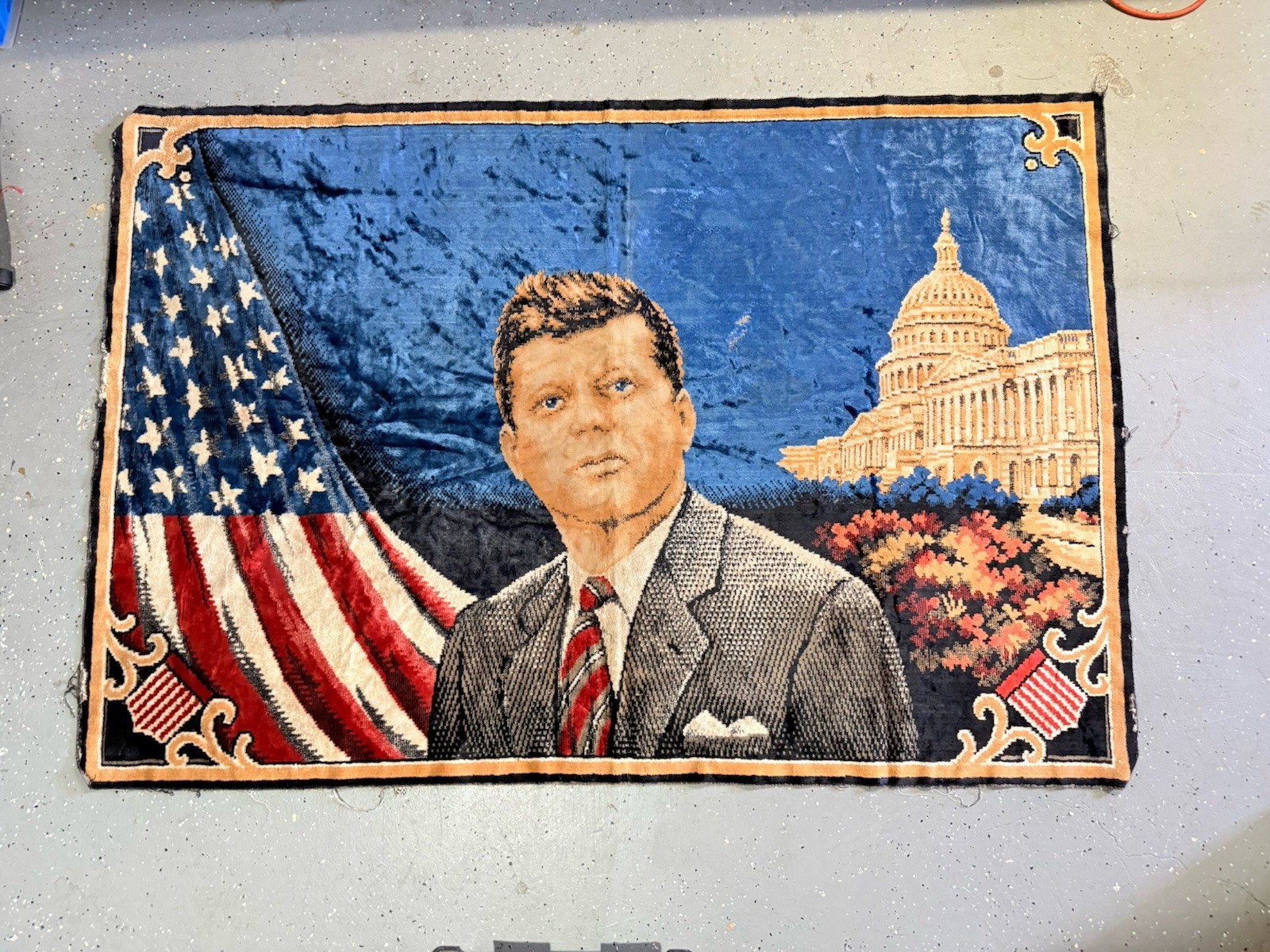 Vintage 1960s John F. Kennedy JFK Tapestry Wall Hanging Kirk Doppelgänger