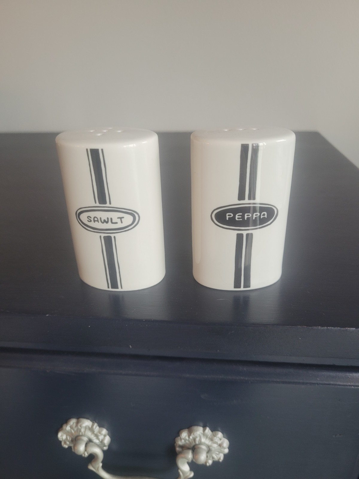 Fishs Eddy Brooklynese Salt and Pepper Shakers New never used