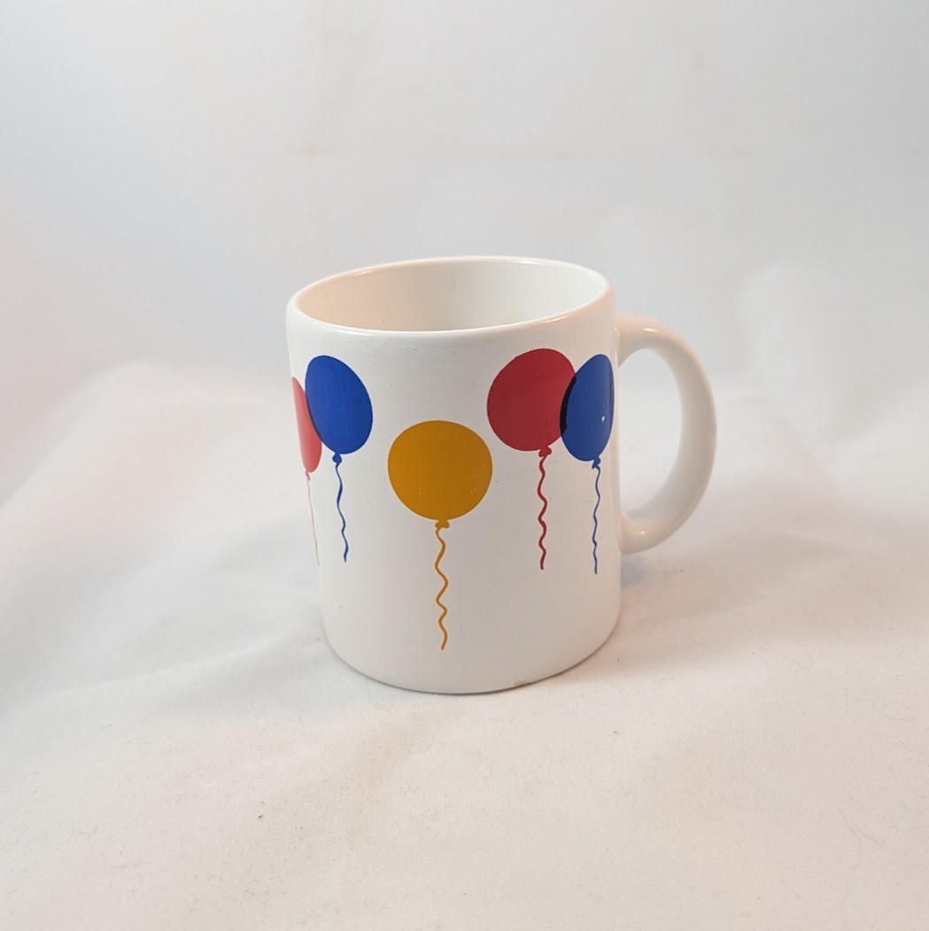 Vintage Waechtersbach Balloon Mug White Colorful Celebration Balloons W. Germany
